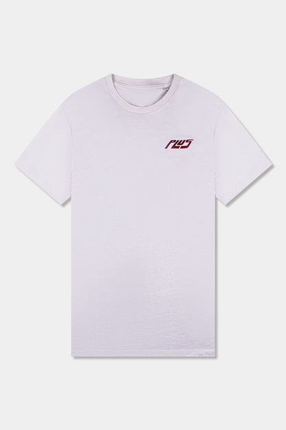 Unisex cotton t-shirt in raw natural with a comfortable fit, featuring PLUS logo perfect for casual wear