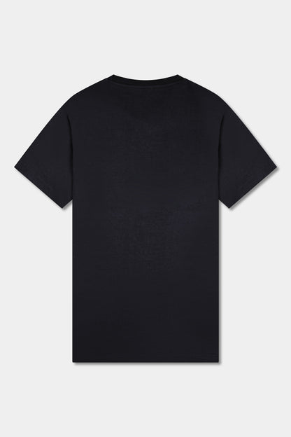 Unisex cotton t-shirt in black with a comfortable fit, featuring PLUS logo perfect for casual wear