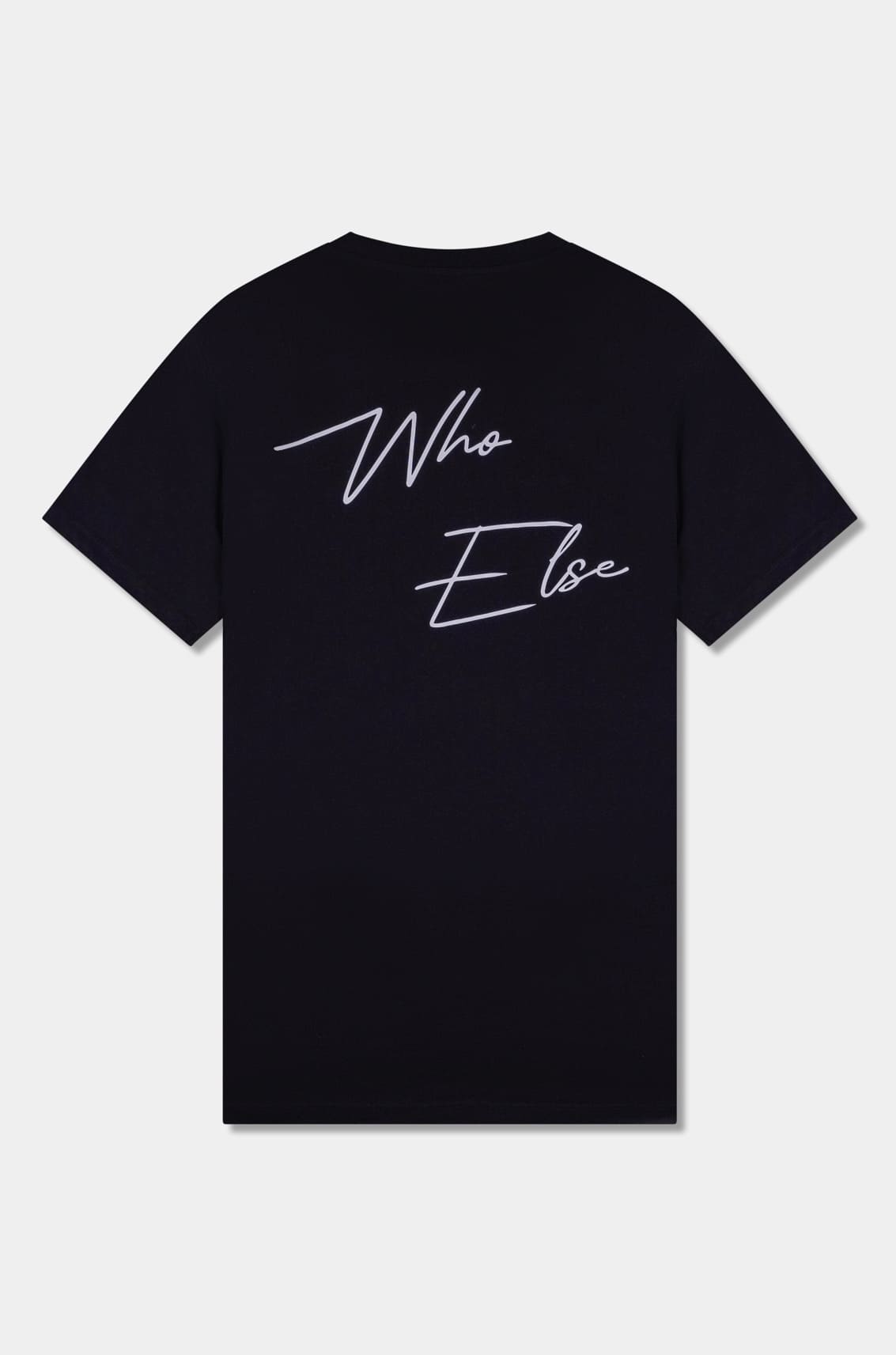 Unisex cotton t-shirt in black with a comfortable fit, featuring Who Else logo  on the back perfect for casual wear