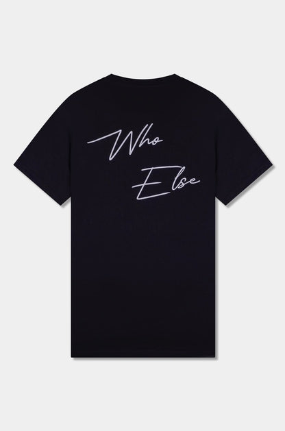 Unisex cotton t-shirt in black with a comfortable fit, featuring Who Else logo  on the back perfect for casual wear