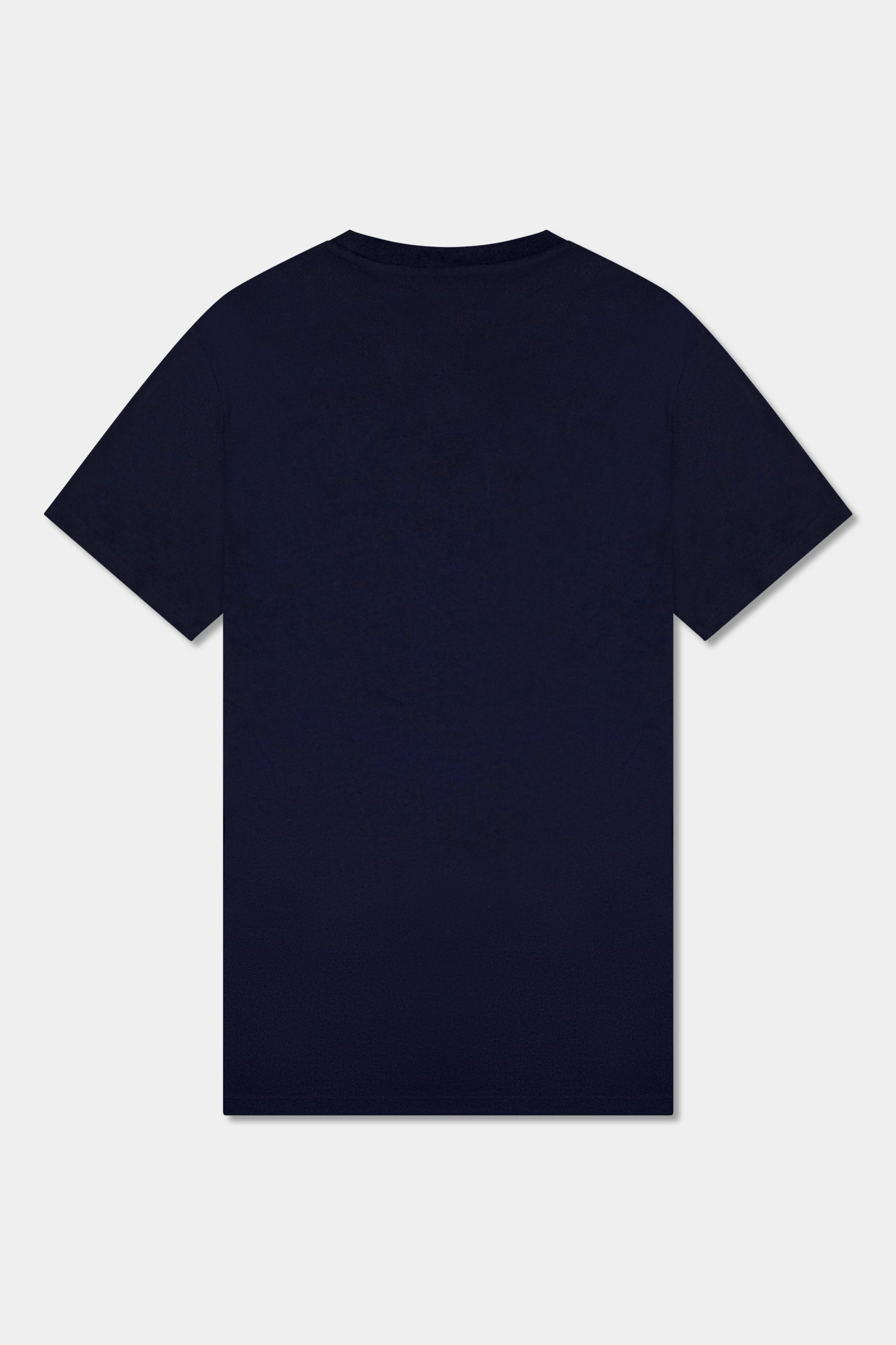 Unisex cotton t-shirt in navy blue with a comfortable fit, featuring PLUS logo perfect for casual wear