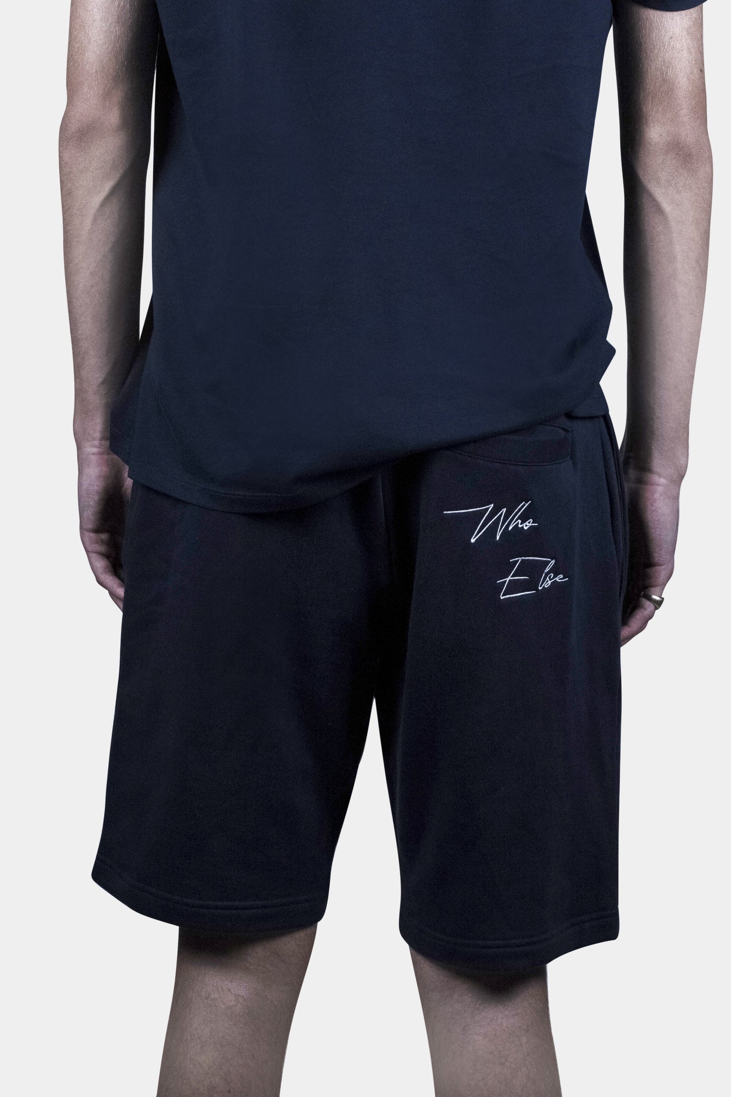 Stylish cotton blend shorts in navy blue with deep side pockets and a relaxed fit, perfect for summer days, beach outings, and everyday comfort