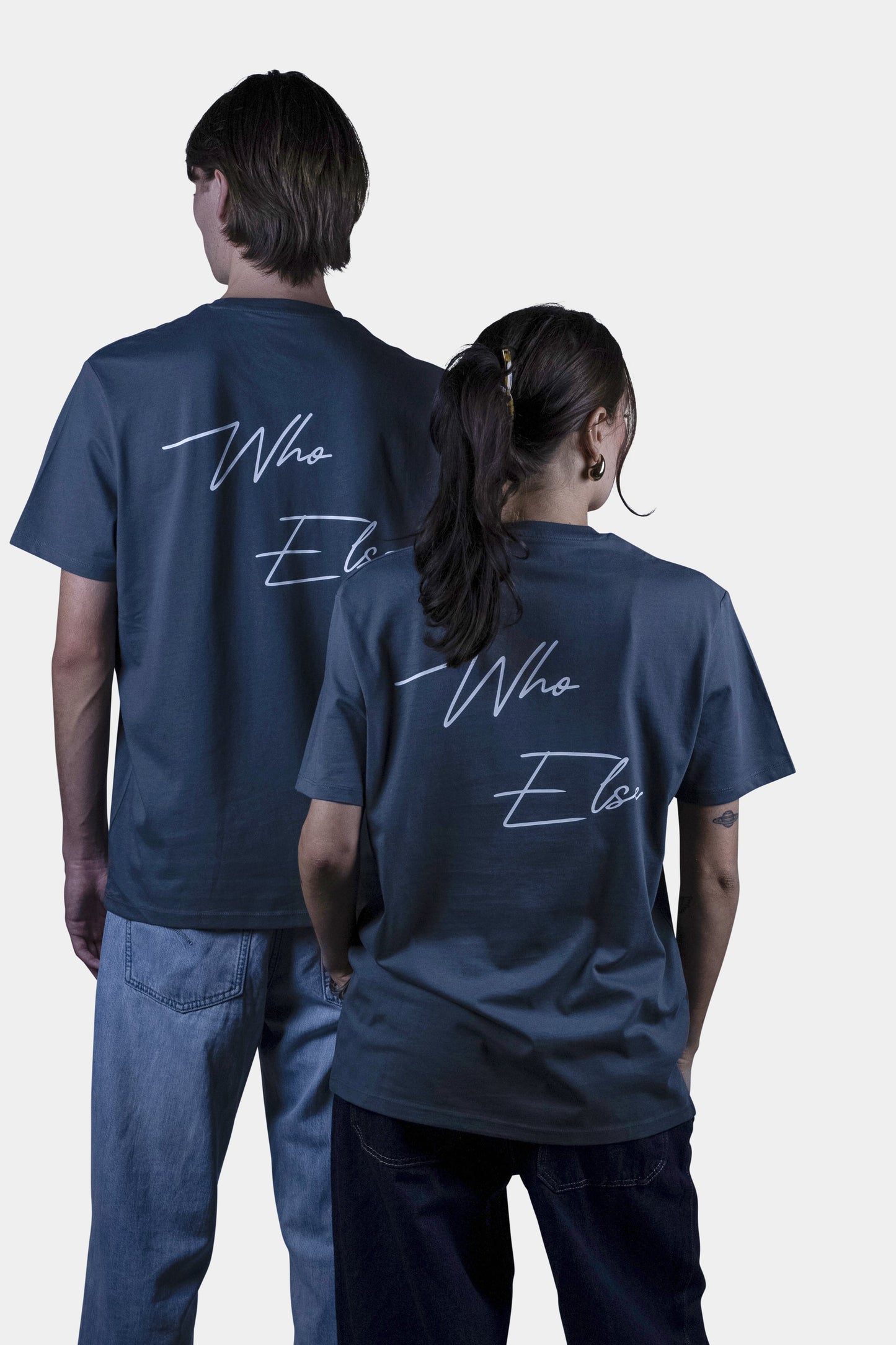 Unisex cotton t-shirt in  grey with a comfortable fit, featuring Who Else logo  on the back perfect for casual wear